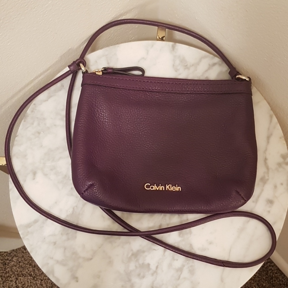 NWOT Calvin Klein Purple Leather Crossbody Bag
